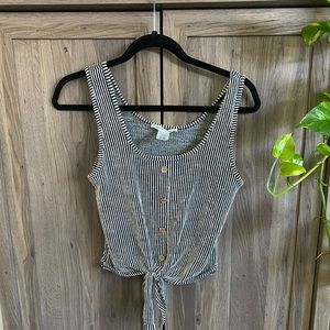 Black and white pinstripe crop tank